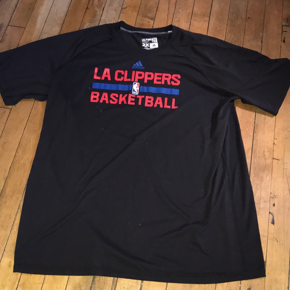 LA Clippers Adidas Ultimate Tee in Black with Red & Blue Accents